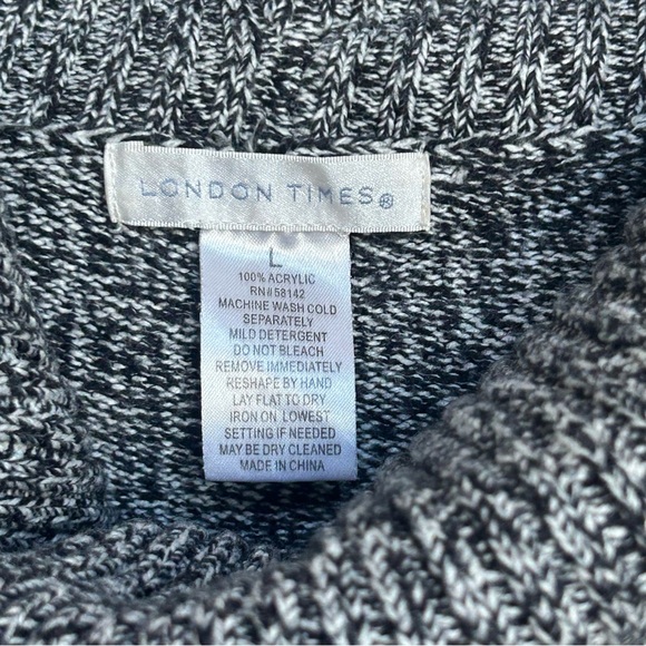 London Times Women’s Gray Marled Knit Cowl Neck Sweater Dress Size Large - Picture 5 of 7